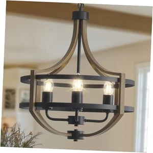 17" Farmhouse Chandelier for Dining Room, 4-Light Rustic Faux 17inch/4-Light - Picture 1 of 7