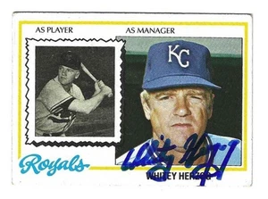 Autogrammkarte 1978 Topps Baseball #299 Whitey Herzog Kansas City Royals mit Echtheitszertifikat - Bild 1 von 1
