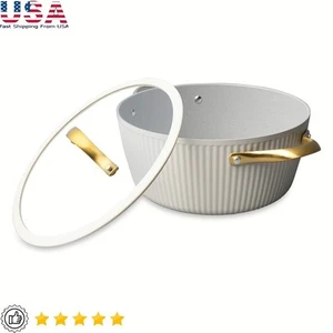 Non-Stick Ceramic Ribbed Dutch Oven Heavy Gauge Induction Safe Ergonomic Handles - Picture 1 of 6