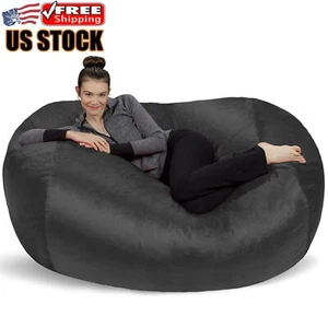 Bean Bag Chair Memory Foam Lounger Microsuede Cover Kids Adults 6 Ft Charcoal - Picture 1 of 5