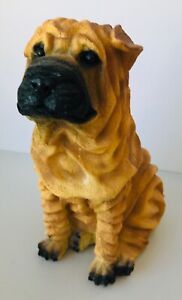 Shar Pei Dog Figurine Resin Very Wrinkly 7.75" tall Castagne? No label