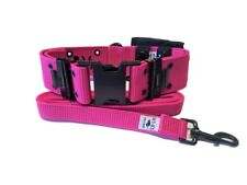 M1-K9 Dog Collar, Leash + Pouch, Large Breed, HOT PINK