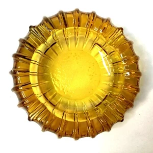 Mid-Century Modern Amber Starburst Ashtray Pressed Glass USA 1950s MCM Retro - Picture 1 of 5