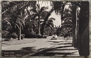 Street Scene Miami Beach Florida 1940's Conoco Touraide DB Postcard 5861 - Picture 1 of 3