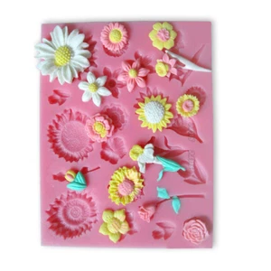 22 Flowers Mould Silicone Cake Decorating Fondant Icing Sugar Paste Resin Crafts - Picture 1 of 6