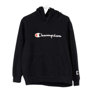 Age 16-17 Champion Spellout Hoodie - 2XL Black Cotton Blend - Picture 1 of 4