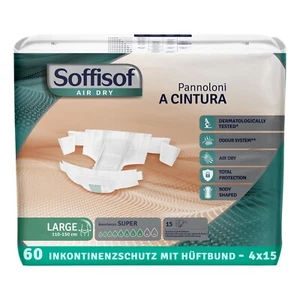 60x Soffisof Air Dry Inkontinenzschutz mit Hüftbund Super Größe M und L - 4x15 - Bild 1 von 7