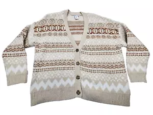 Cupcakes And Cashmere Cardigan Women's Cable Knit Slouchy Button Sweater Large - Picture 1 of 6