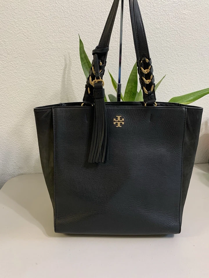 Bolso de Mano Tory Burch Brooke Cuero y Gamuza (en Excelente Estado) 13 X12 pulgadas Foto 1 de 4