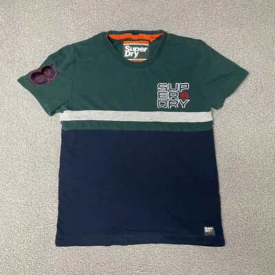 Superdry Mens NYC Premium Wear T-Shirt Green Blue large Cotton color block - Image 1 of 4