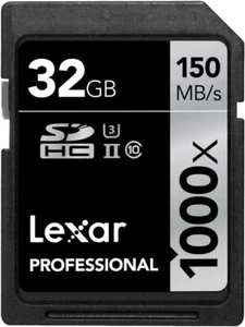 Lexar SDXC 32 GB Profesjonalna karta SD UHS-II 1000x Wysoka prędkość - Zdjęcie 1 z 6