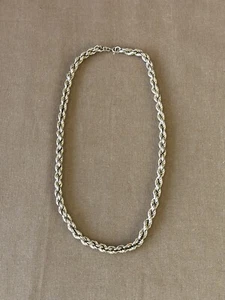 Collana catena corda intrecciata cava argento sterling 925 6,9 mm 19,5" - Foto 1 di 15