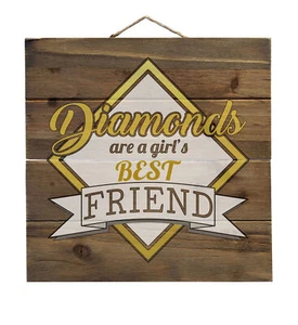 Diamonds Are a Girl's Best Friend - Decorative WOOD Wall Art - Picture 1 of 4