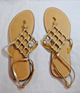 Times Astro Flat Sandal Flip Flop Sandals Rhinestones Womens Beach Sandals T2373 - Picture 1 of 20