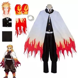 Anime Cosplay Costume Demon Slayer Kimetsu no Yaiba Rengoku Kyoujurou Wig Outfit - Picture 1 of 11