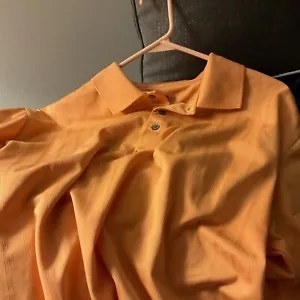 Men's PGA Tour Airflux Neon Orange Golf Collared Short Sleeve Polo Shirt XL - Picture 1 of 4