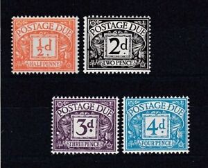 set of 4 mint GB postage due stamps