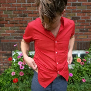 Vintage 70er Jahre Button Down Hemd / Rot / Herren XS bis S Camp Dress - Bild 1 von 8