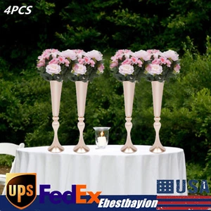 4 piezas centros de mesa de boda accesorios floreros mesa evento fiesta escenario jarrón alto - Imagen 1 de 13