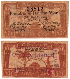 1942 Philippine Province of Cagayan 50c S185 C/S ERROR On Back TROAS - Picture 1 of 4