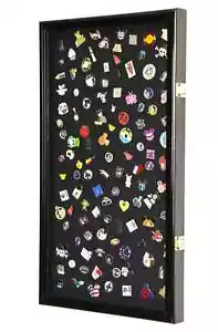 Medal Display Case XL 150+ Pin Badge Patch Flag Black Wood Military Ribbon Rack - Picture 1 of 16