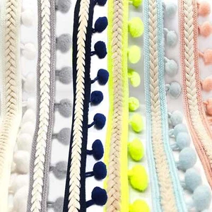3 YARDS / 6 COLORS / CELESTE 1.25" Boho Pompom Ball Bead Fringe Trim - Picture 1 of 10