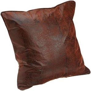 2 Croscill Plateau Euro Shams Brown Faux Leather Rustic Santa Fe Aztec Farmhouse - Picture 1 of 2