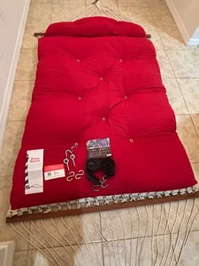 Hatteras Hammock w/ Sunbrella tuft & red pillow w/ hooks & tree straps - Picture 1 of 16