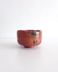 Vintage Japanese Tea Ceremony Grade Matcha Bowl Chawan Red Aka Raku Rakuyaki - Picture 1 of 6