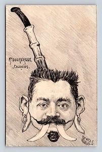 Cartolina colonialista francese Gaston Doumergue fumetto caricatura politica UNP Q2 - Foto 1 di 2