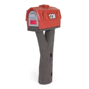 Rustic Barn Burnt Red/Espresso Post Mount Mailbox by Simplay3 416090-01 - Picture 1 of 12
