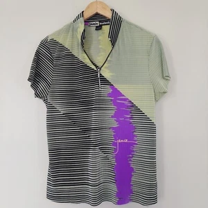 Camisa de golf Jamie Sadock para mujer L manga corta verde arrugado púrpura - Imagen 1 de 8
