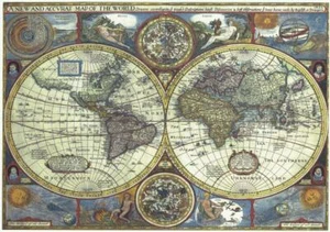 Doppelte Weltkarte John Speed Reproduktion Karte um 1646 A3 Format Backpapier. - Bild 1 von 1