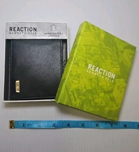 Mens Kenneth Cole Reaction Handcrafted Black Leather BI-Fold Wallet Boxed $48🆕️ - Picture 1 of 22