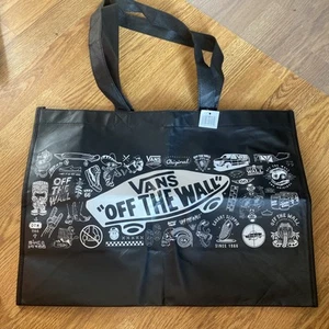 Vans Off The Wall Black & White Reusable Large Tote Bag Shoulder New 18”x13”x6” - Picture 1 of 6