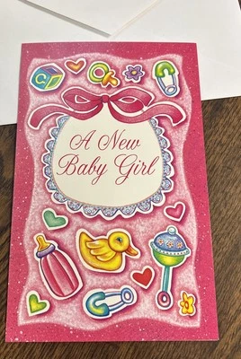 Tarjeta de felicitación Stockwell A New Baby Girl Newborn Love Happiness 5”x7,75” Foto 1 de 4