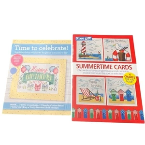 Cross Stitch Patterns Summer Sand Beach Seagull Happy Birthday Cards Seaside - Picture 1 of 9