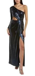 Marchesa Notte One - Shoulder Gown Navy Metallic Dress - US 8 / UK 12 - Picture 1 of 8
