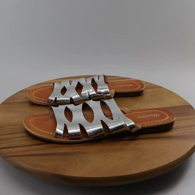 Sandalias para mujer Wanted dedos abiertos color plata/marrón talla 9 Foto 1 de 4