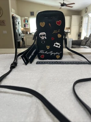 Karl Lagerfeld Paris Black Cellphone Crossbody Bag NWT - Image 1 of 4
