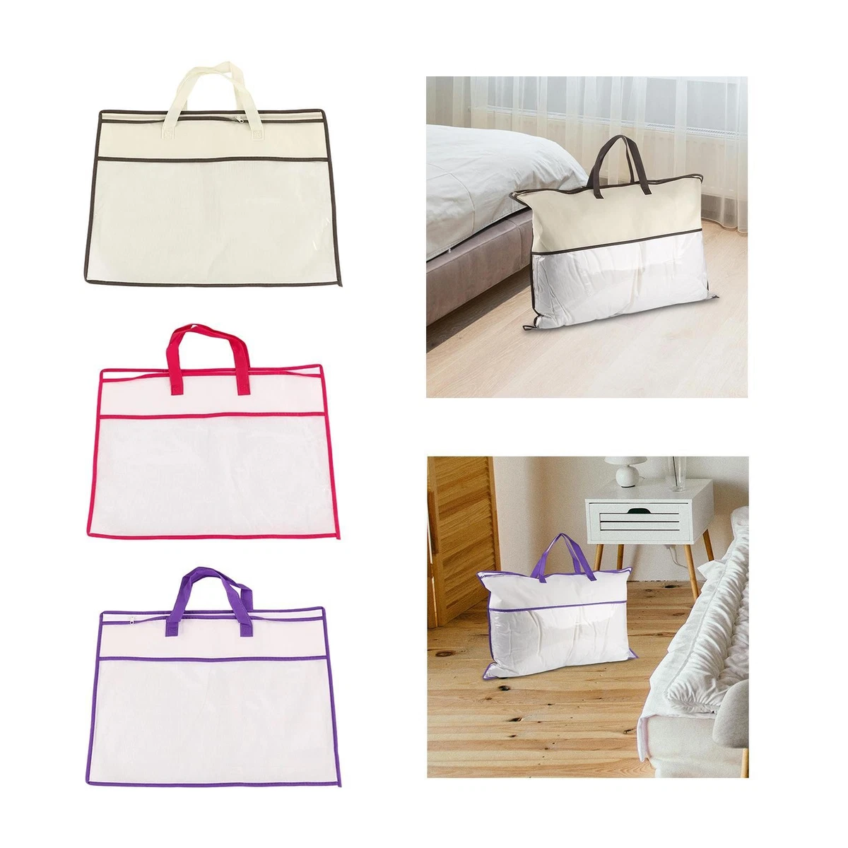 2 Stück Handtaschen-Aufbewahrungstaschen Aus PVC-Vlies – Transparent, Staubdicht, Mit Reißverschluss, Größe M (38,1x27,9x18 Cm)