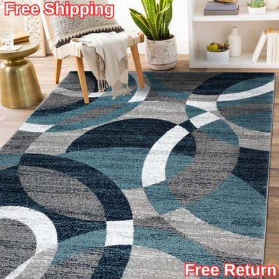 Alfombra de área Rugshop círculos geométricos alfombras para dormitorio sala alfombras 8x10 Foto 1 de 2