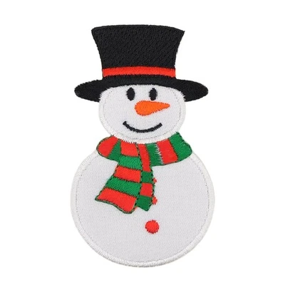 ag95★Schneemann Winter Aufnäher aufbügeln Bügelbild Patch Weihnachten 4,5x7,5 cm - Bild 1 von 4