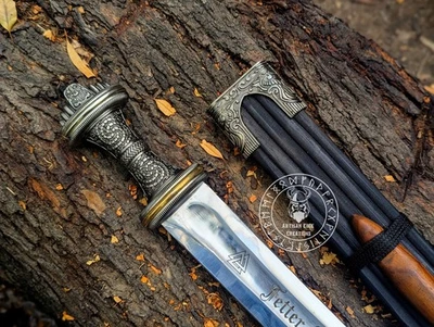 Espada vikinga anglosajona | Réplica tipo H | Hoja guerrera medieval de acero al carbono Foto 1 de 4