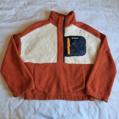 Columbia Lodge Sherpa Pullover Mujer Pequeño Naranja Óxido Chaqueta Crema Foto 1 de 4
