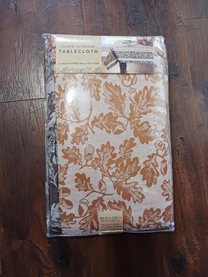 Acorn Jacquard Tablecloth 60x120 Oblong/Oval Seats 10 12 OEKO-TEX New Multi - Image 1 of 4