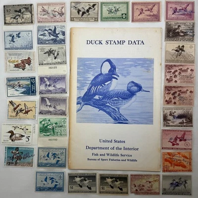 1936-1980 COLLECTION OF 30 FEDERAL DUCK HUNTING STAMPS + Data Booklet & HolyLand - Image 1 of 4