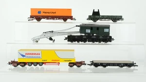 Roco H0 Kranwagen & Kranschutzwagen, Niederbordwagen mit Container "Hapag-Lloyd" - Bild 1 von 12