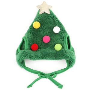 Christmas Hats for Small Dogs Cats Xmas Tree Costume Outfit Holiday Winter Warm