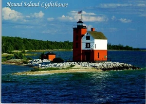  Cartolina Mackinac Island MI Michigan Isola Rotonda Faro Casa di Luce  - Foto 1 di 3
